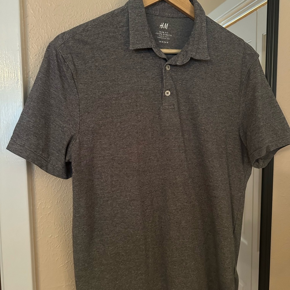 H&M Men's Gray Polo Shirt - M
